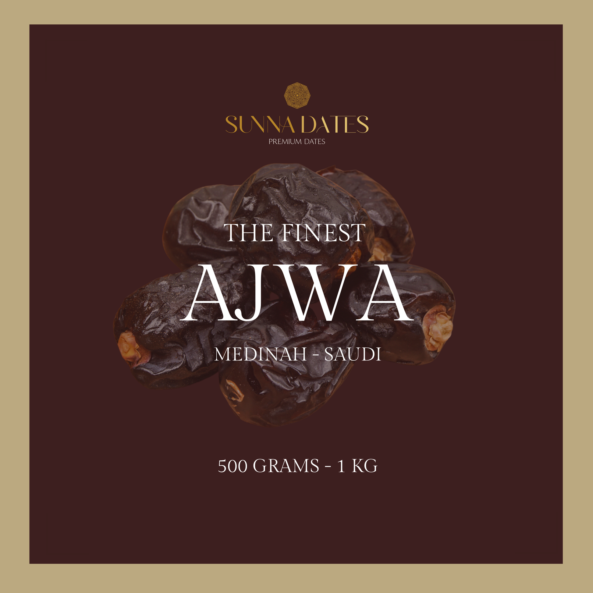 Luxurious handpicked Ajwa dates from Medina, rich in flavour and tradition, available at Sunna Dates in London.